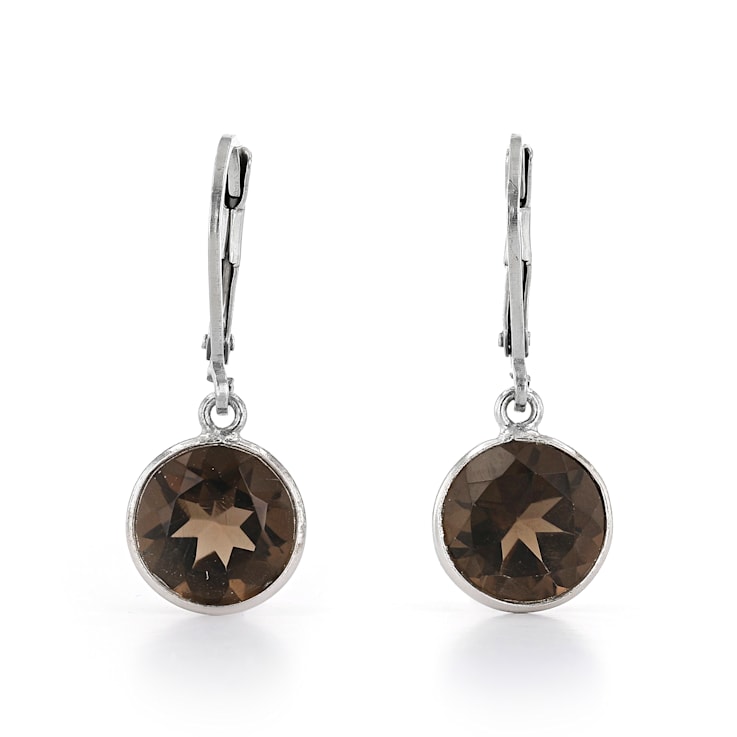 Brown Smoky Quartz Rhodium Over Sterling Silver Earrings 4.00ctw