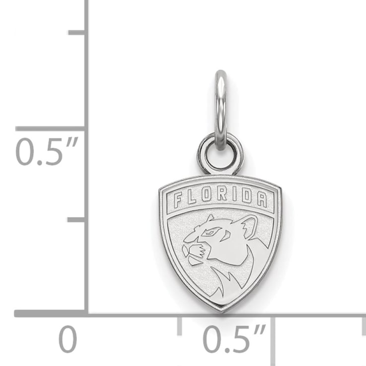Rhodium Over Sterling Silver NHL LogoArt Florida Panthers Extra Small Pendant