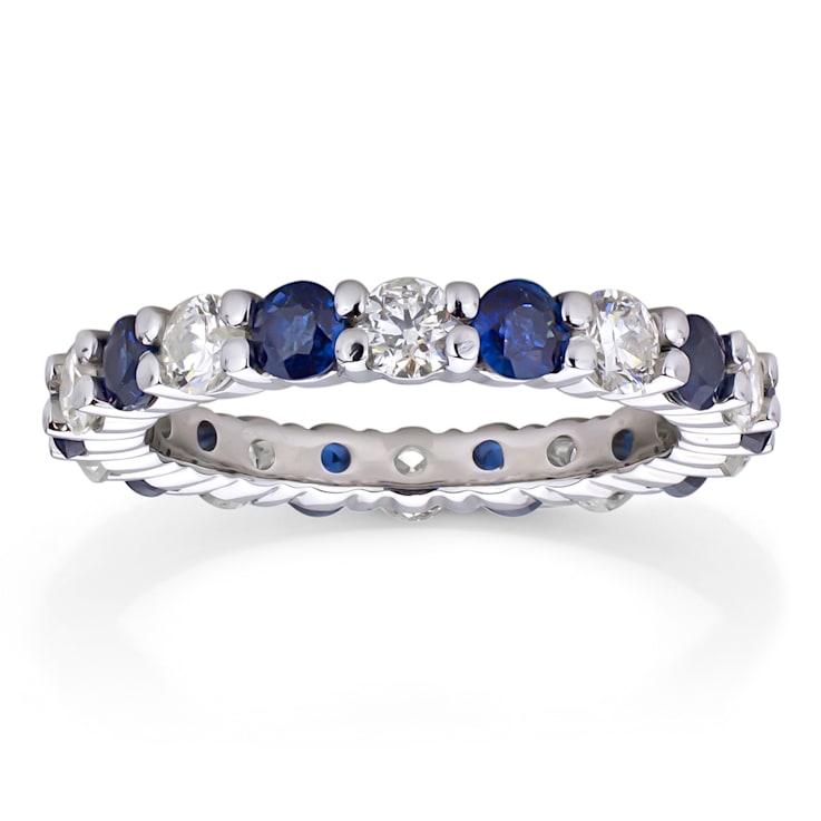 2.20ctw Sapphire and Diamond Eternity Band Ring in 14k White Gold