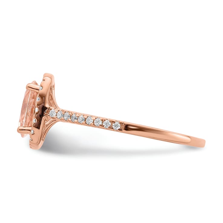 14K Rose Gold Morganite Diamond Halo Engagement Ring 1.55ctw