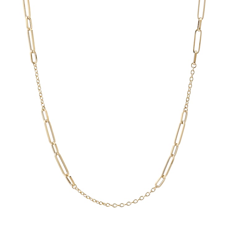 14K Yellow Gold 2.3 and 4.0 mm Paperclip Link 20 Inch Necklace