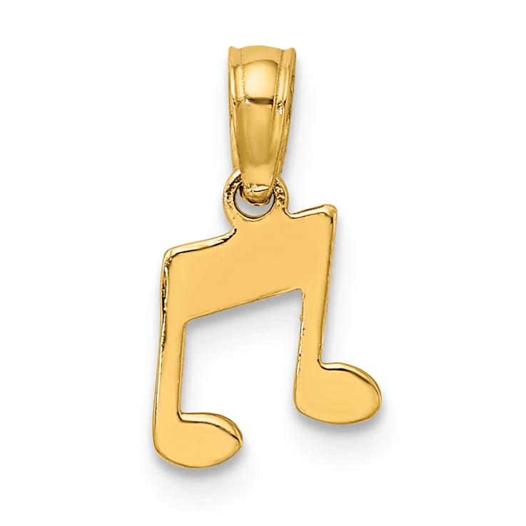 14k Yellow Gold 3D Textured Double Notes pendant