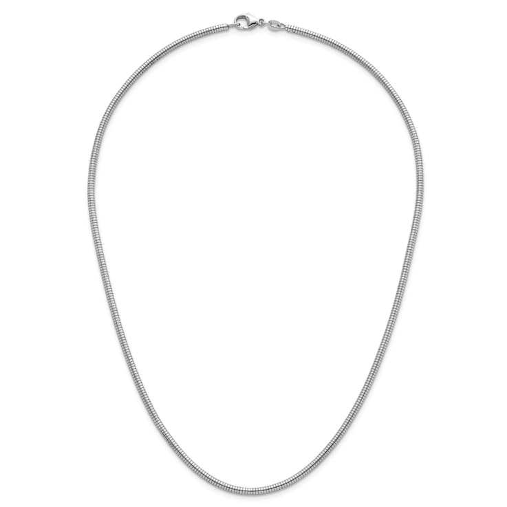Rhodium Over Sterling Silver 2.4mm Snake 18 Inch Chain