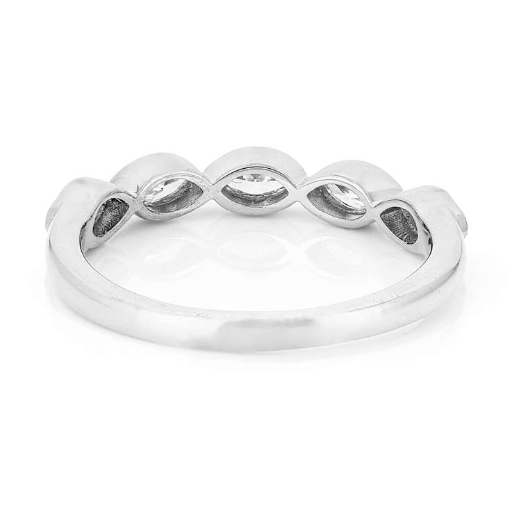 Polished Lab-Grown Marquise Diamond Band Ring In 10K White Gold