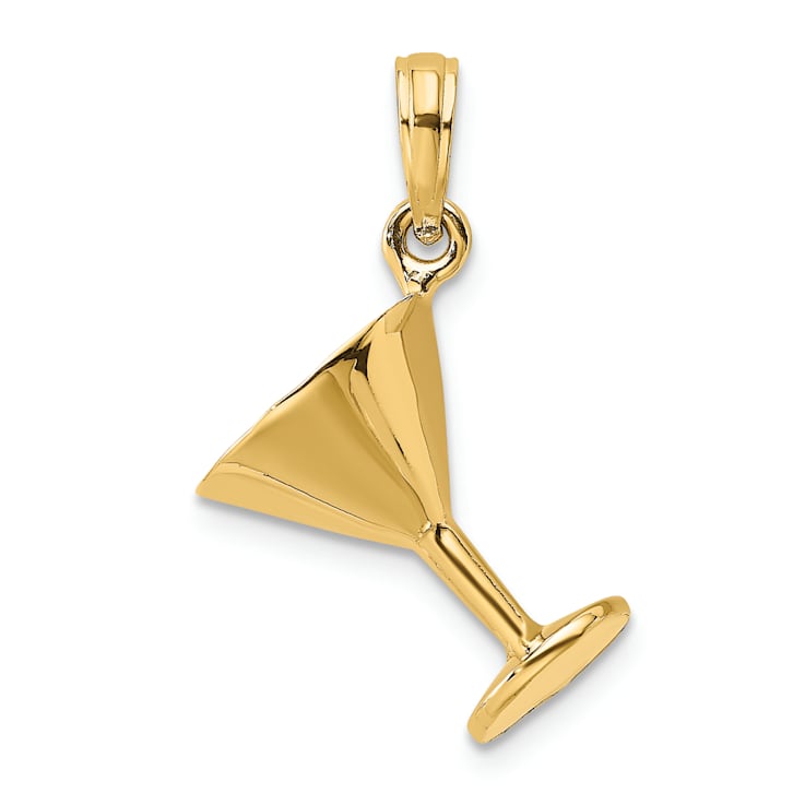 14k Yellow Gold 3D Polished Martini Glass Charm