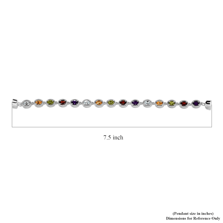 Sterling Silver African Amethyst, Garnet, Citrine, Peridot, and Sky Blue
Topaz Bracelet 7.40ctw