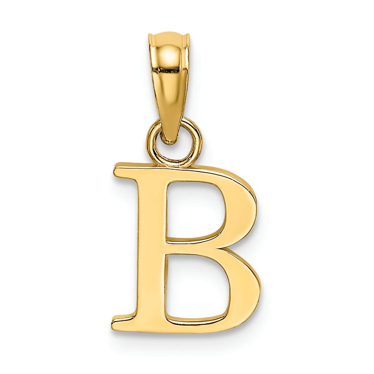 14k Yellow Gold Polished Block Letter B Initial Pendant