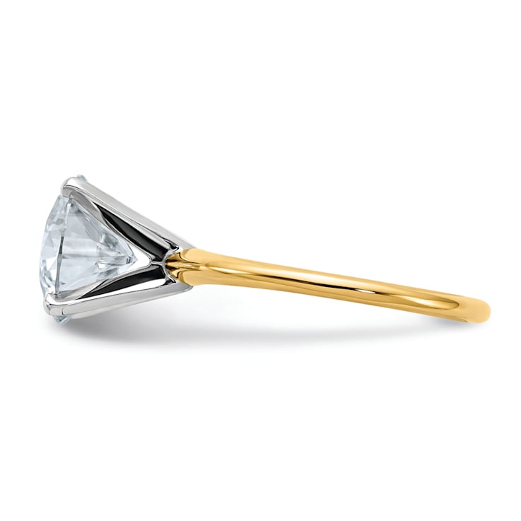 14K Yellow Gold With White Gold Accents 3 ct. D E F Pure Light Round
Moissanite Solitaire Ring