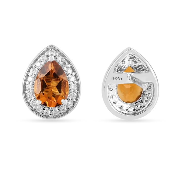 Yellow Citrine Earring Pear Shape Earring with Moissanite Accents
Sterling Silver Halo Stud Earrings