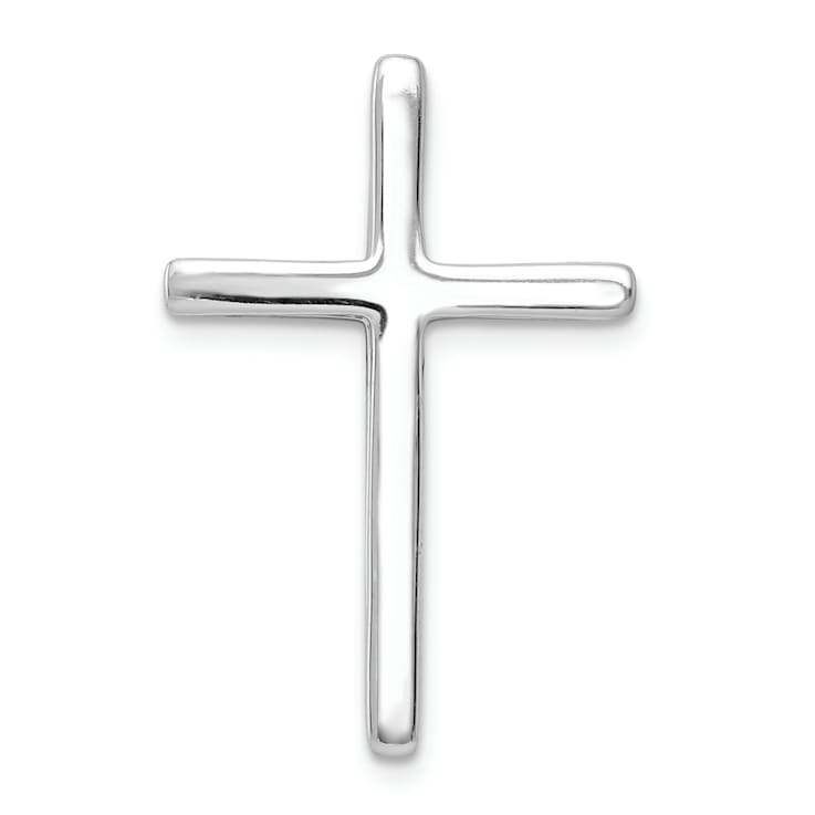 Rhodium Over 14k White Gold Diamond Cross Chain Slide