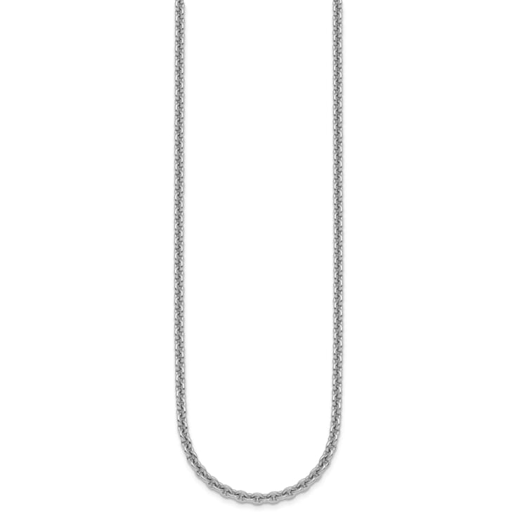 Rhodium Over Sterling Silver 3.1mm Rolo 30 Inch Chain