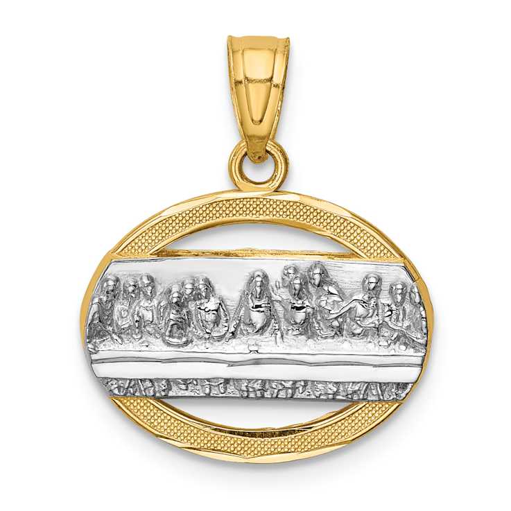 14k Two-tone Gold  Textured The Last Supper Pendant
