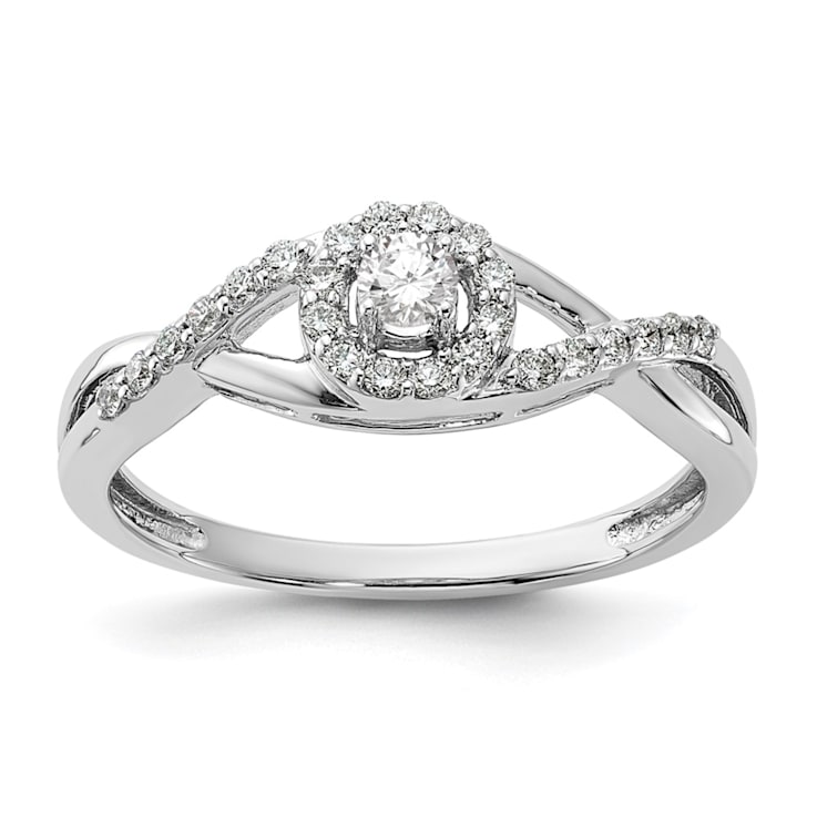 Rhodium Over 14K White Gold Lab Grown Diamond Complete Halo Engagement
Ring 0.282ctw