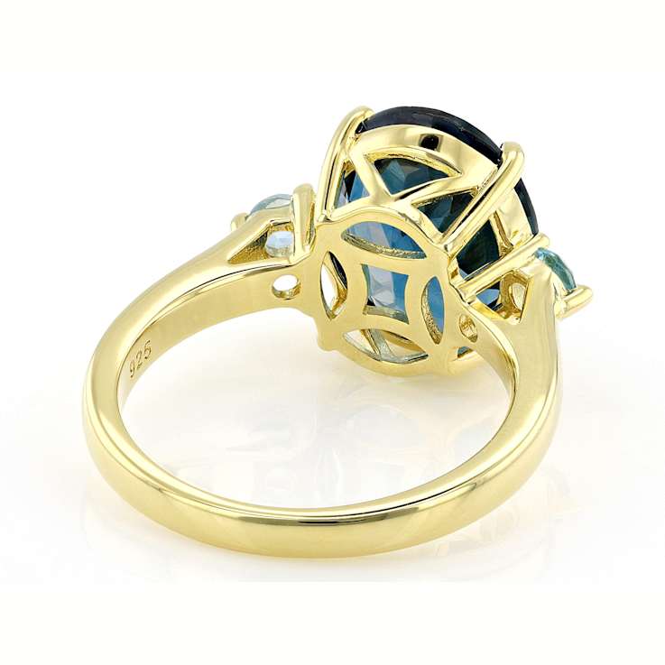 Blue Topaz And Swiss Blue Topaz Oval Ring In 18K Gold Over Sterling
Silver 5.83ctw