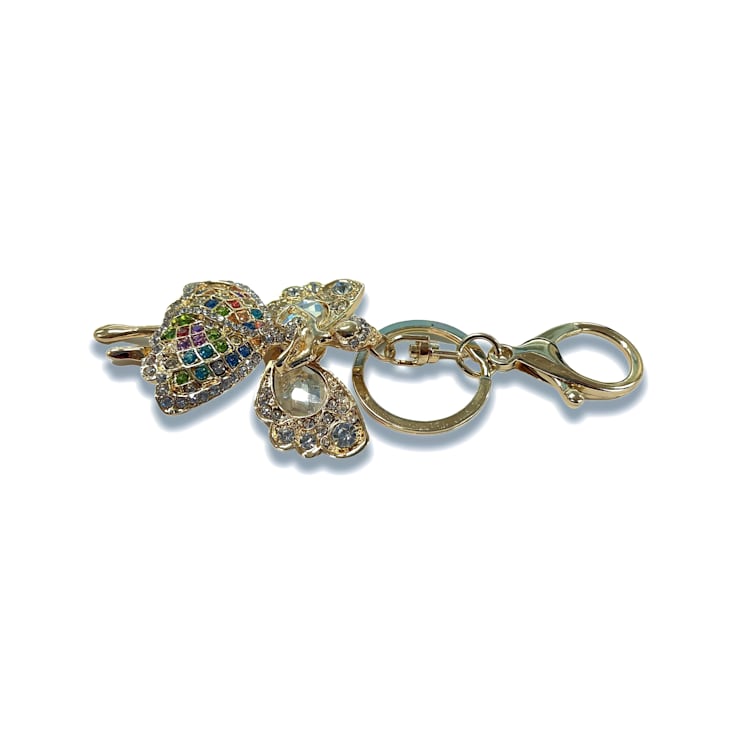 Gold Tone Fairy Princess Multi Crystal Key Chain