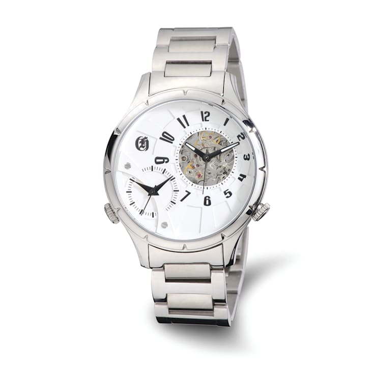 Charles Hubert Men's Stainless Steel 44mm Dual Time Watch