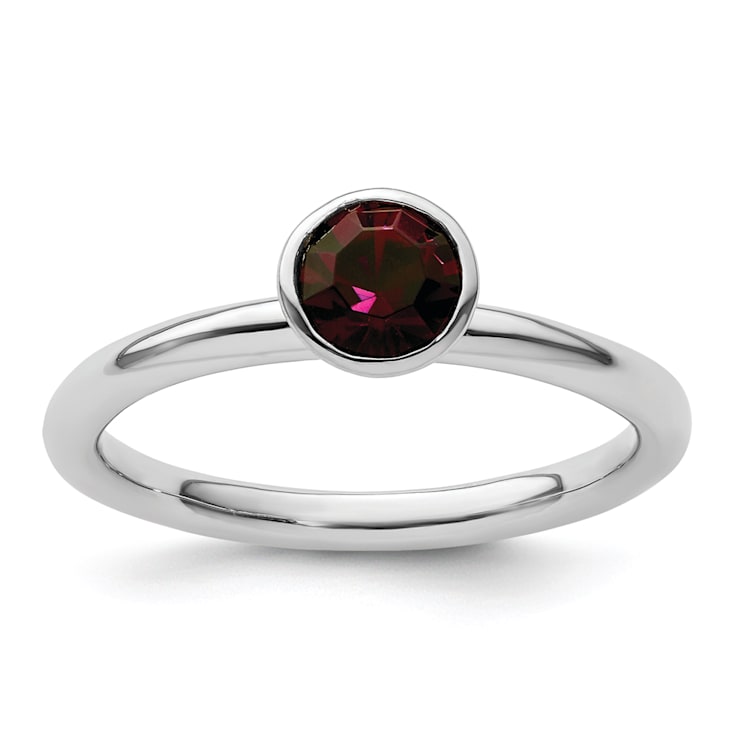 Sterling Silver Stackable Expressions High 5mm Purple Crystal Ring