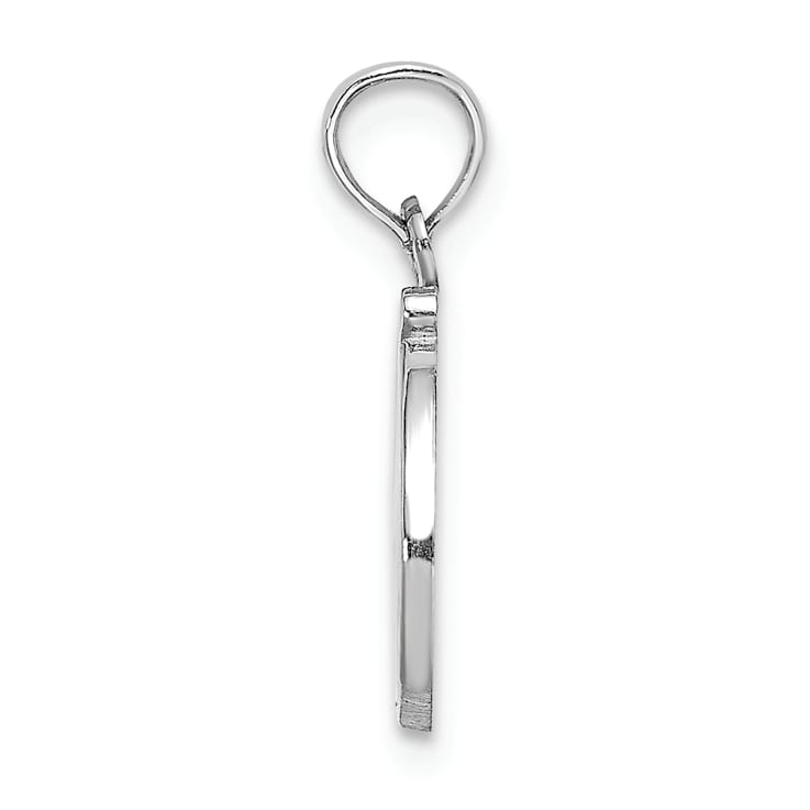 Rhodium Over 14k White Gold Polished Script Letter D Initial Pendant