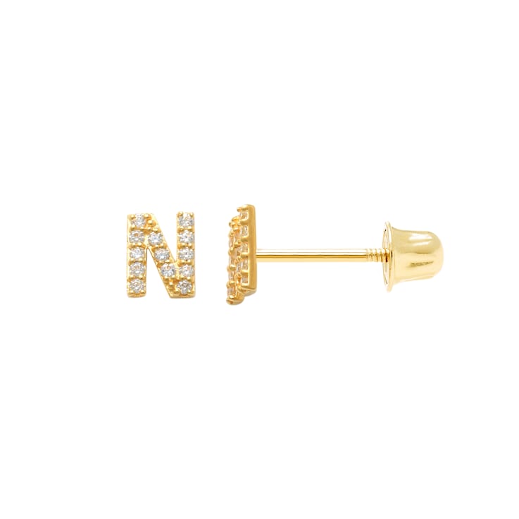 14k Yellow Gold Initial Earrings -N
