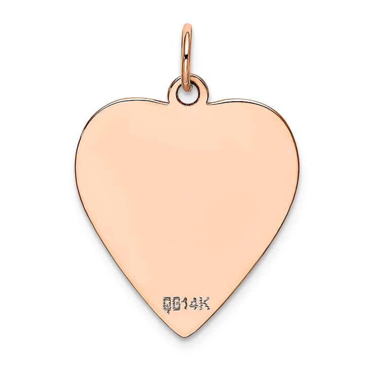 14k Rose Gold Polished Heart Shaped Disc Pendant