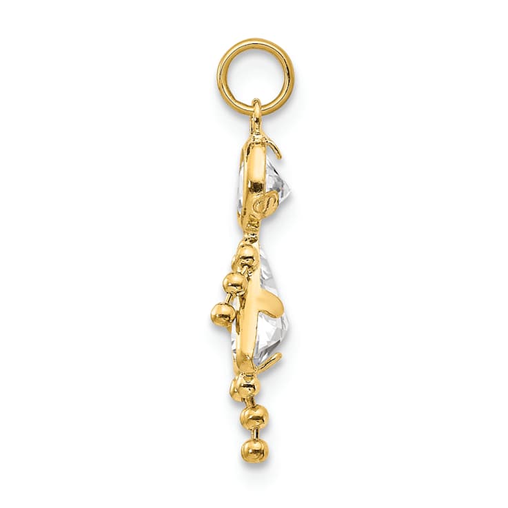 10k Yellow Gold White Diamond Simulant April Birthstone and Clear Cubic
Zirconia Girl Charm