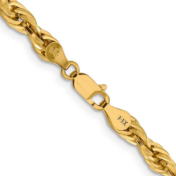 14k Yellow Gold 4.75mm Rope Link 24 Inch Chain