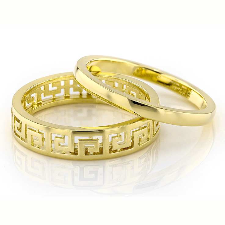 Greek Key Stacking Ring In 18k Gold Over Sterling Silver