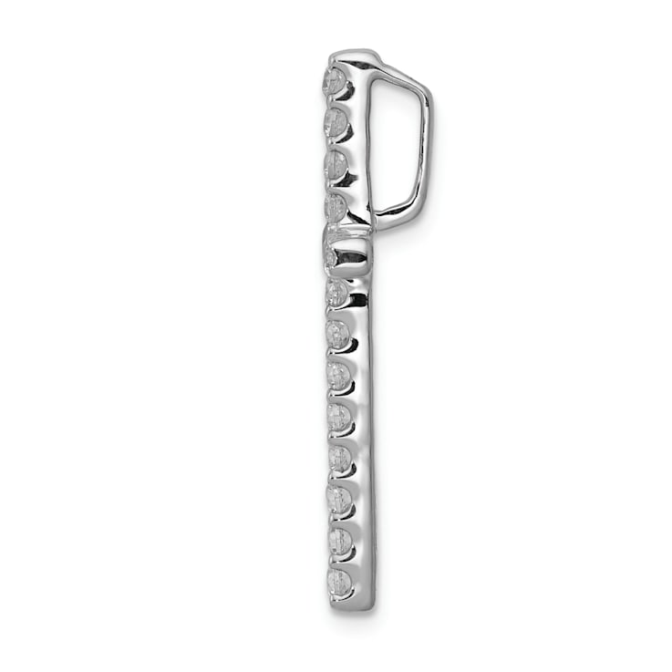 Rhodium Over 14k White Gold Diamond Cross Chain Slide Pendant