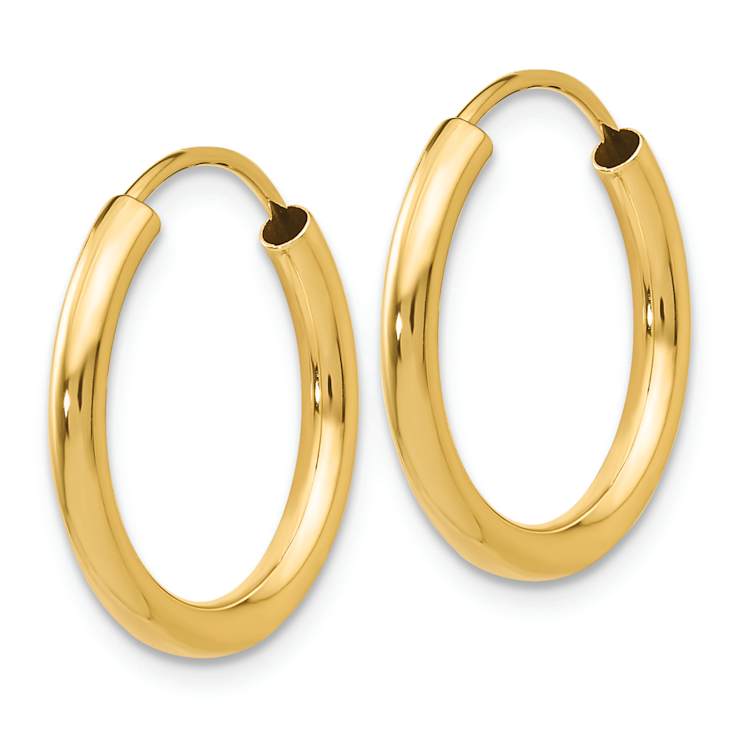 14k Yellow Gold Polished 11/16" Round Endless Hoop Earrings