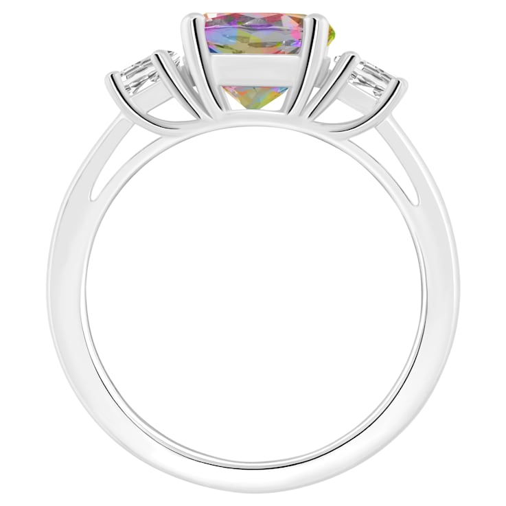 8mm Round Mystic Topaz And White Topaz Rhodium Over Sterling Silver
3-Stone Ring