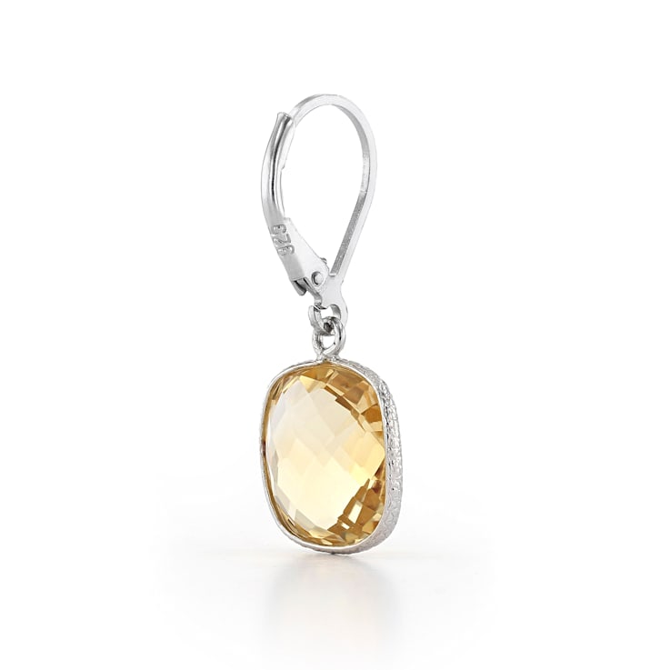 Yellow Citrine Rhodium Over Sterling Silver Earrings 11.00ctw