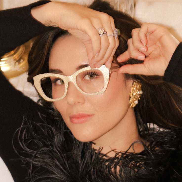 Champagne Glow Weslyn Reader and Eyewear Applique Set +1.25 strength