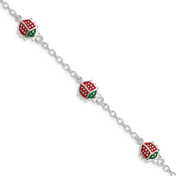 Sterling Silver Multi-color Enamel Ladybugs with 1-inch Extensions
Children's Bracelet