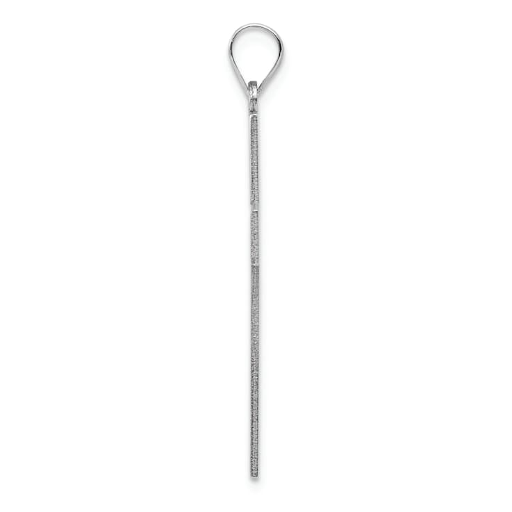 Rhodium Over 14k White Gold Solid Laser Etched Cross Pendant