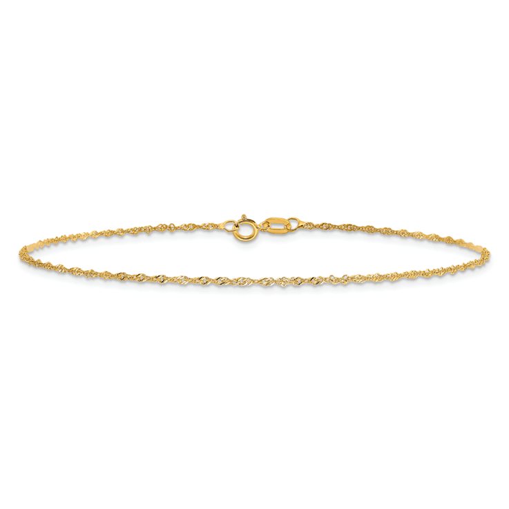 10k Yellow Gold 1.1mm Singapore Link Bracelet