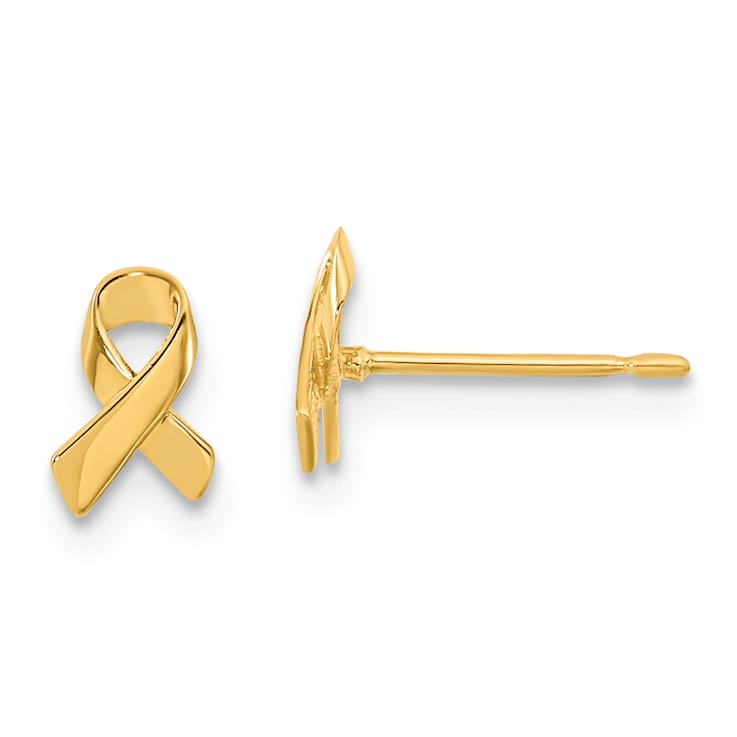14K Yellow Gold Awareness Ribbon Post Earrings - 1593KA