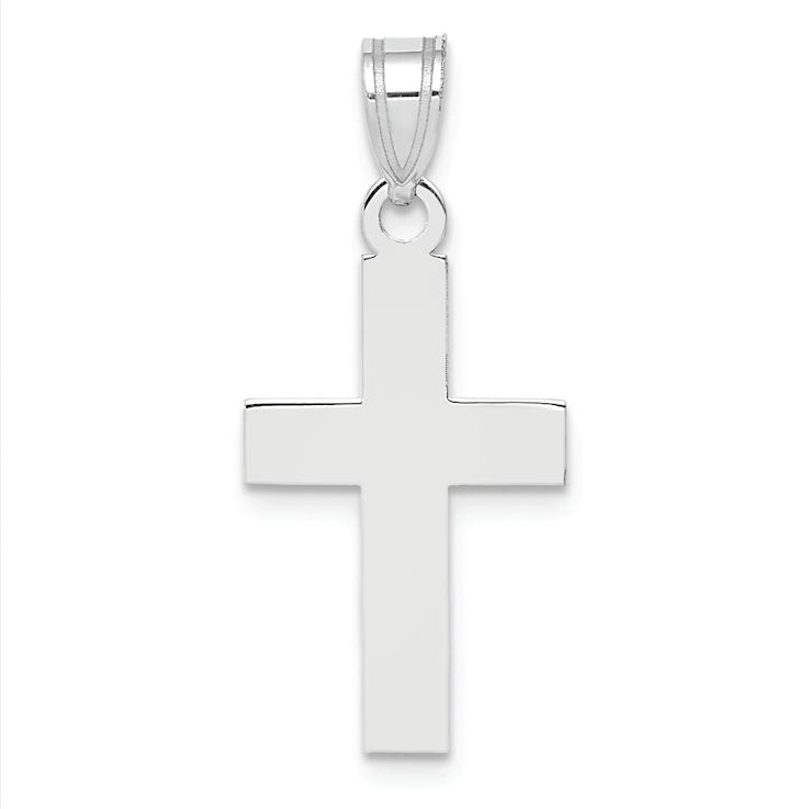 Rhodium Over 14k White Gold Polished Cross Charm