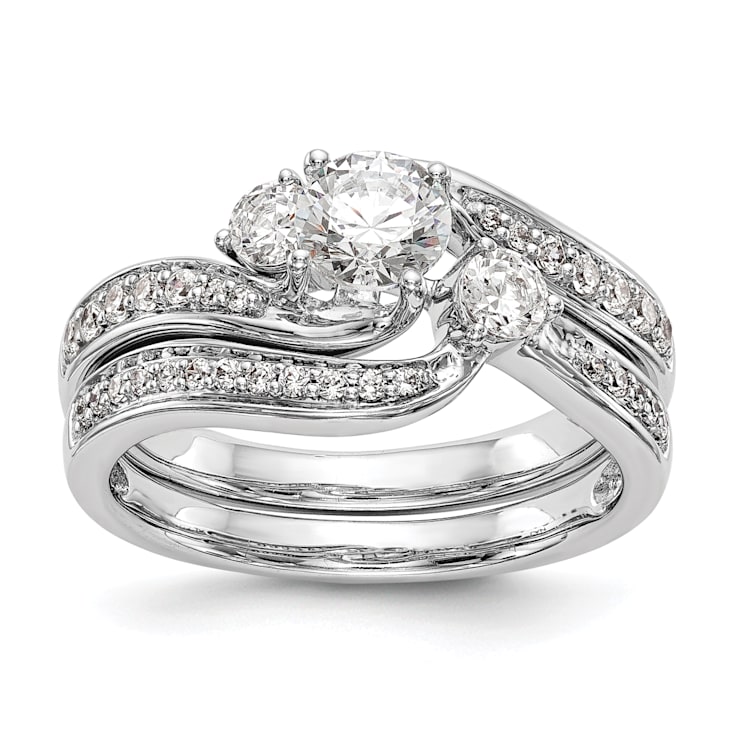 Rhodium Over 14K White Gold Lab Grown Diamond By-Pass Complete
Engagement Ring 0.656ctw