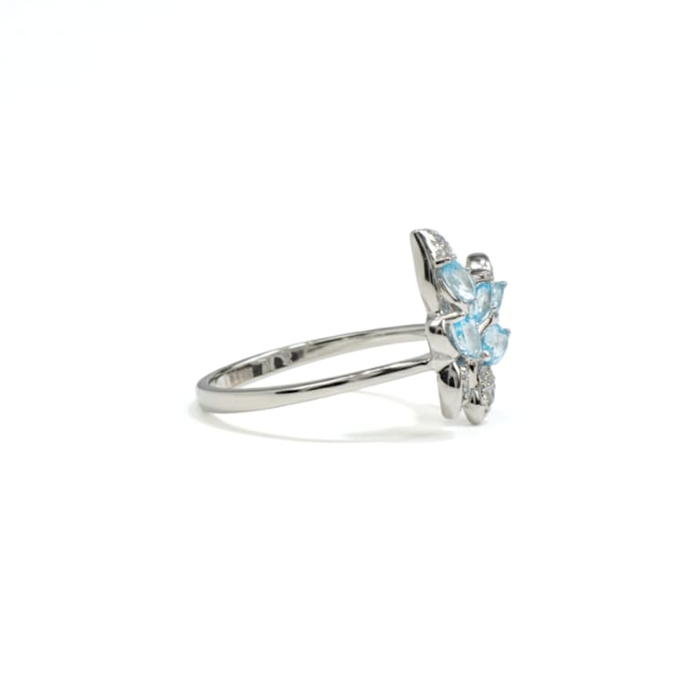 Sky Blue Topaz and White Topaz Sterling Silver Ring