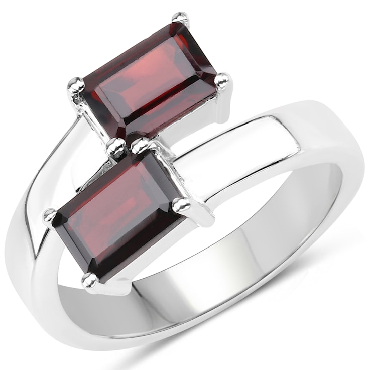 Red Garnet Bypass Ring In Sterling Silver 2.40ctw
