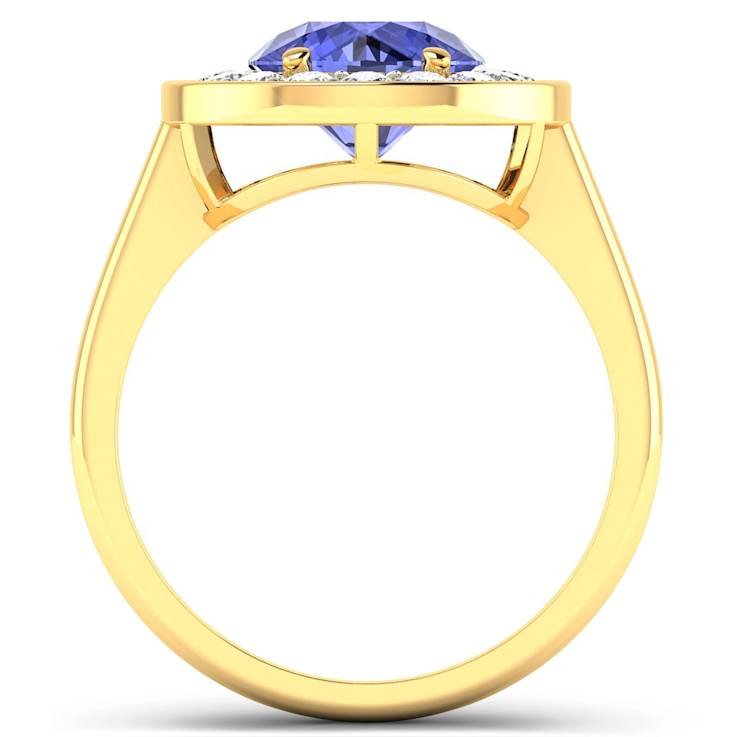 2.5ctw Violet Tanzanite and Diamond 14K Yellow Gold Halo Ring