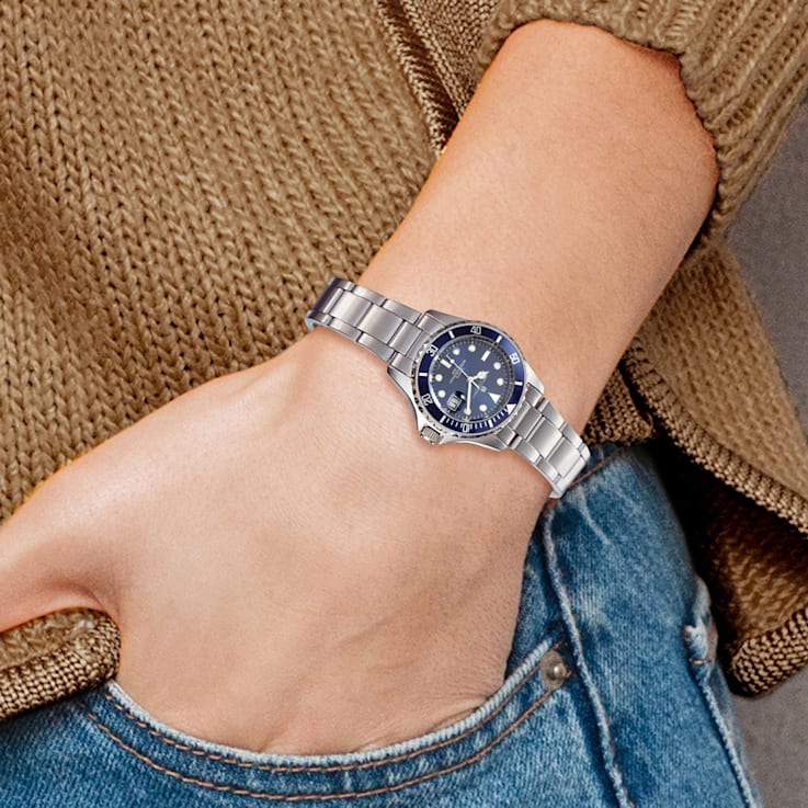 Ladies Charles Hubert Stainless Steel Band Blue Dial Watch