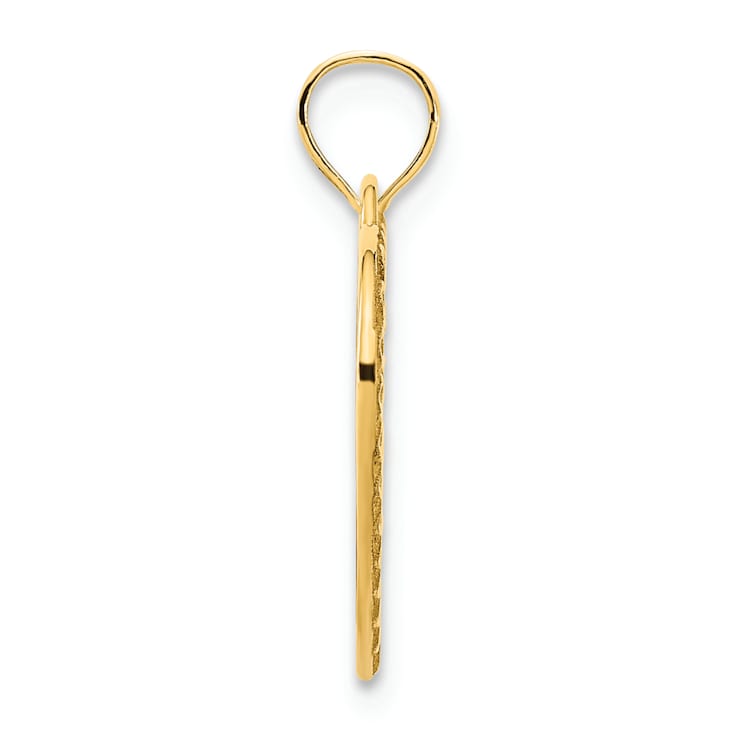 14k Yellow Gold Textured Fancy Heart Pendant