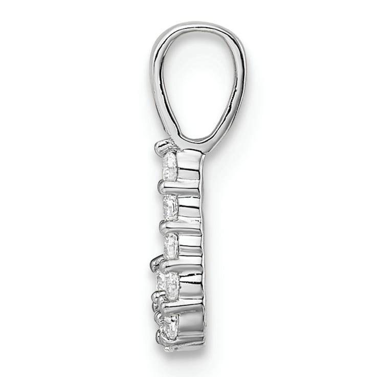 Rhodium Over 14K White Gold Lab Grown Diamond Letter J Initial Pendant