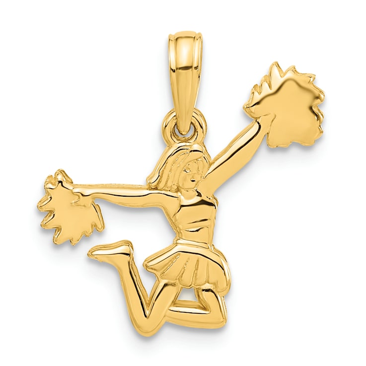 14k Yellow Gold Polished Cheerleader Pendant