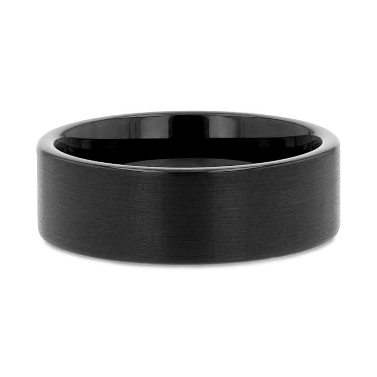 SAN ANTONIO Flat Black Tungsten Carbide Band with Brushed Finish 7mm