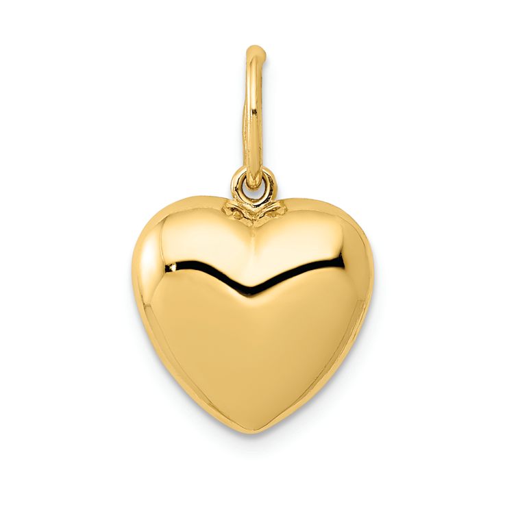 14k Yellow Gold Polished 3D Puffed Heart Pendant