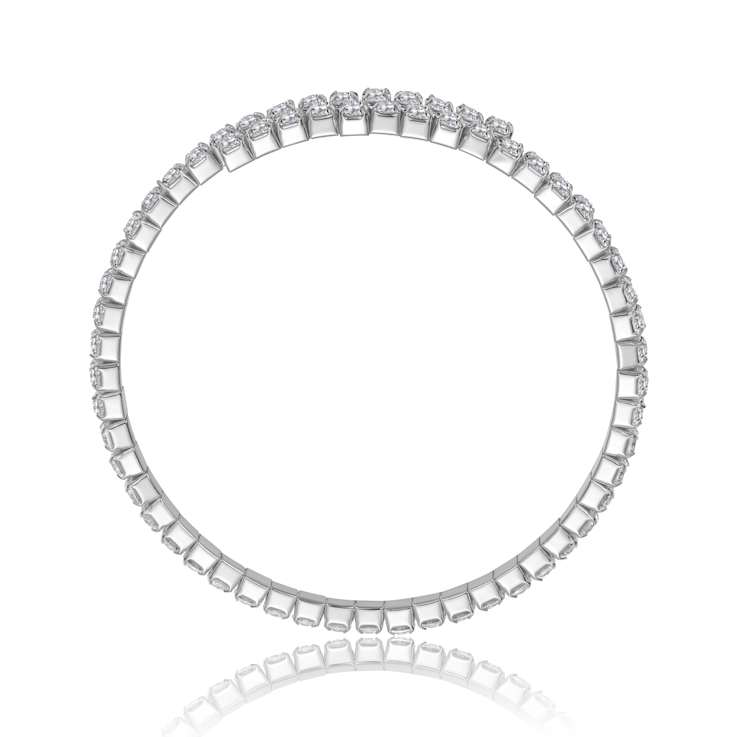 Bypass CZ Tennis Bracelet In White Rhodium Over Brass