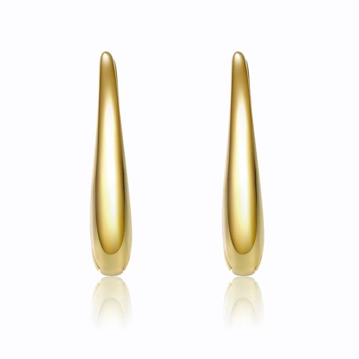 Oblong Oval Hoop Earrings In 14K Gold Over Brass