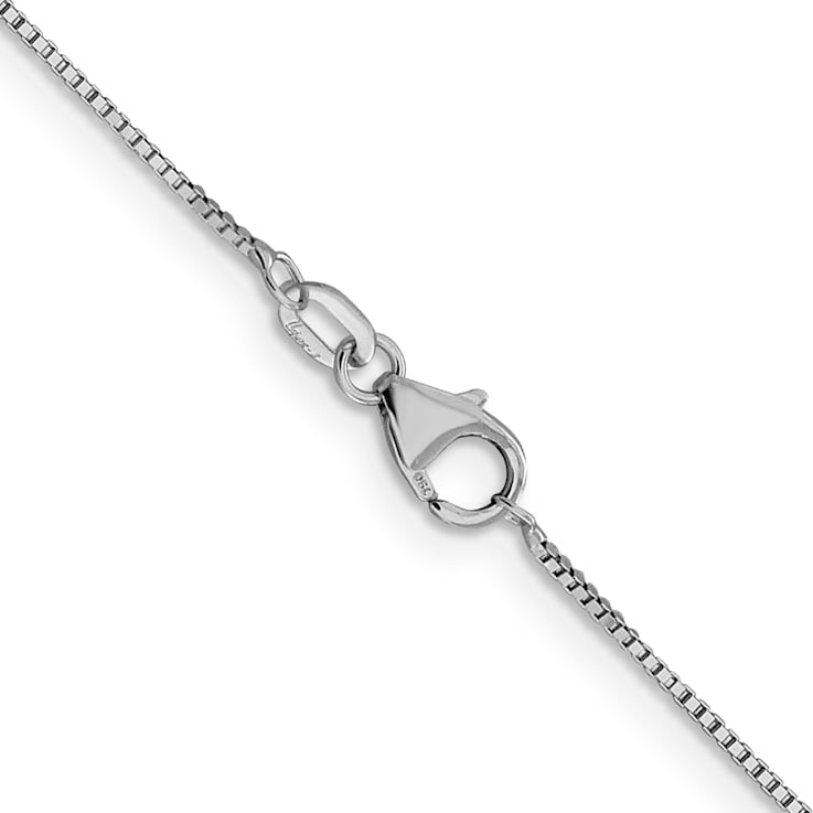 Rhodium Over 18K White Gold 0.7mm Solid Box 18 Inch Chain